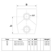 Doos Kort T-stuk - variabele hoek 0° - 11°-E / 48,3 mm (25 stuks)